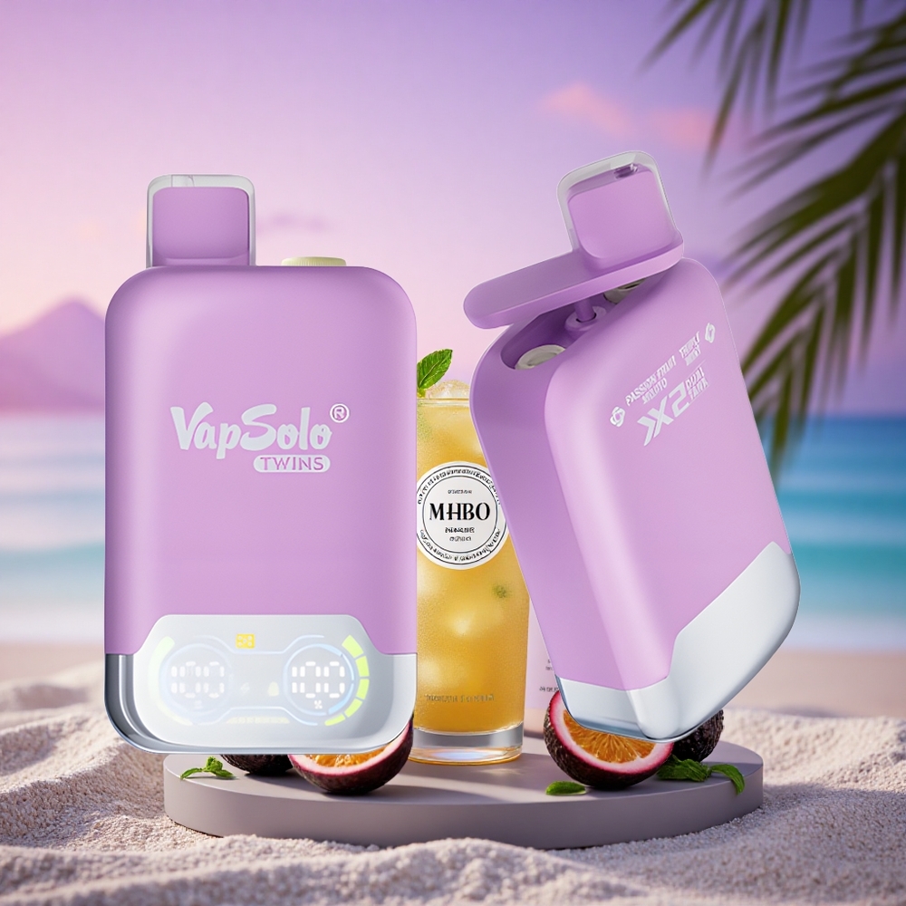Vapsolo Twins 20000 Puffs Mojito à la Fruit de la Passion & Triple Menthe avec 40 ml de E-Liquide et Nicotine 20mg/ml