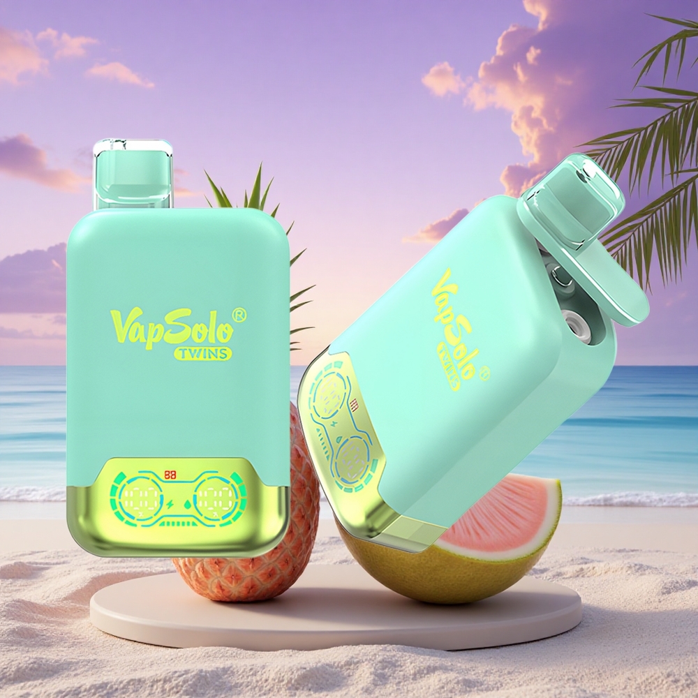 Vapsolo Twins 20000 Puffs Triple Melon & Ananas Noix de Coco avec 40 ml de E-Liquide et Nicotine 20mg/ml