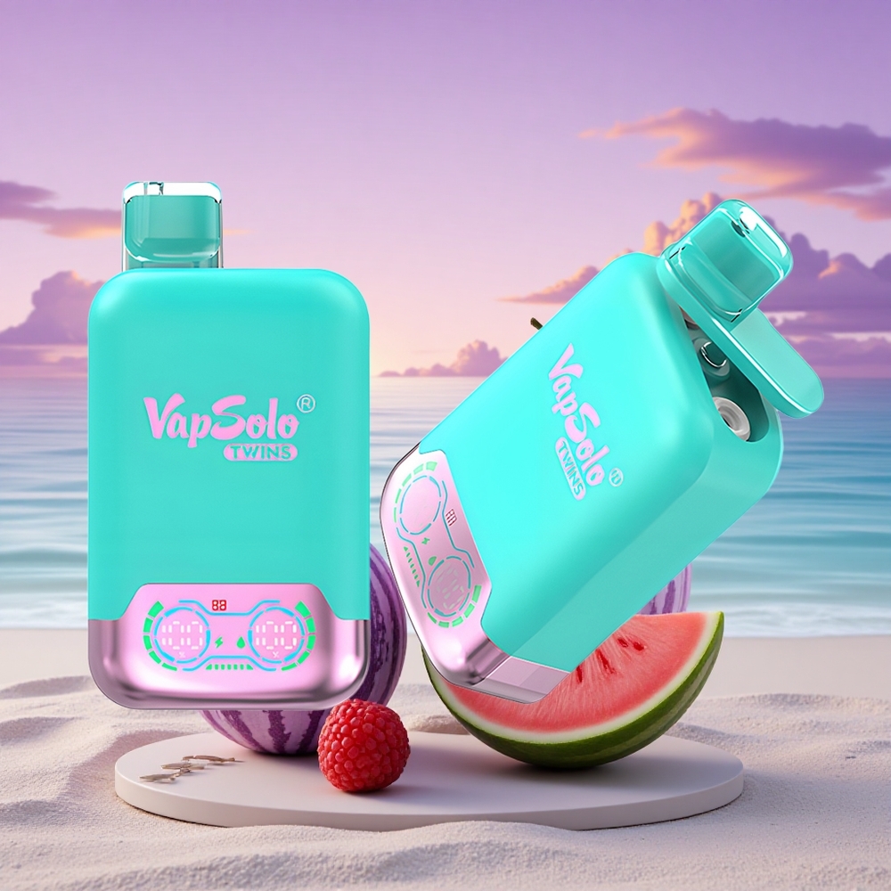Vapsolo Twins 20000 Puffs Triple Melon & Framboise Pastèque avec Double Réservoir et Nicotine 20mg/ml