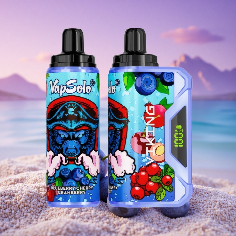 VapSolo VIKING 12000 Puffs Myrtille Cerise Cranberry 22ml 20mg Nicotine Type-C