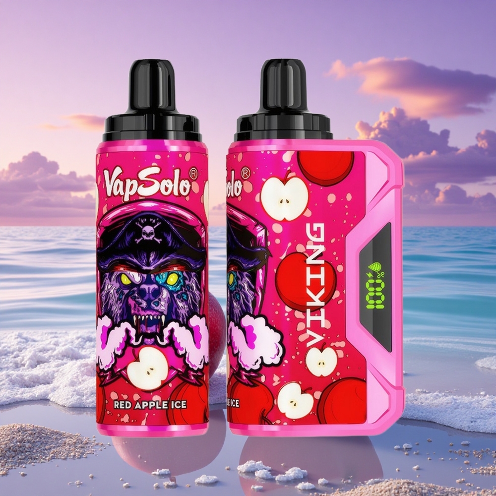 VapSolo VIKING 12000 Puffs Pomme Rouge Glacée 22ml 20mg Nicotine Type-C
