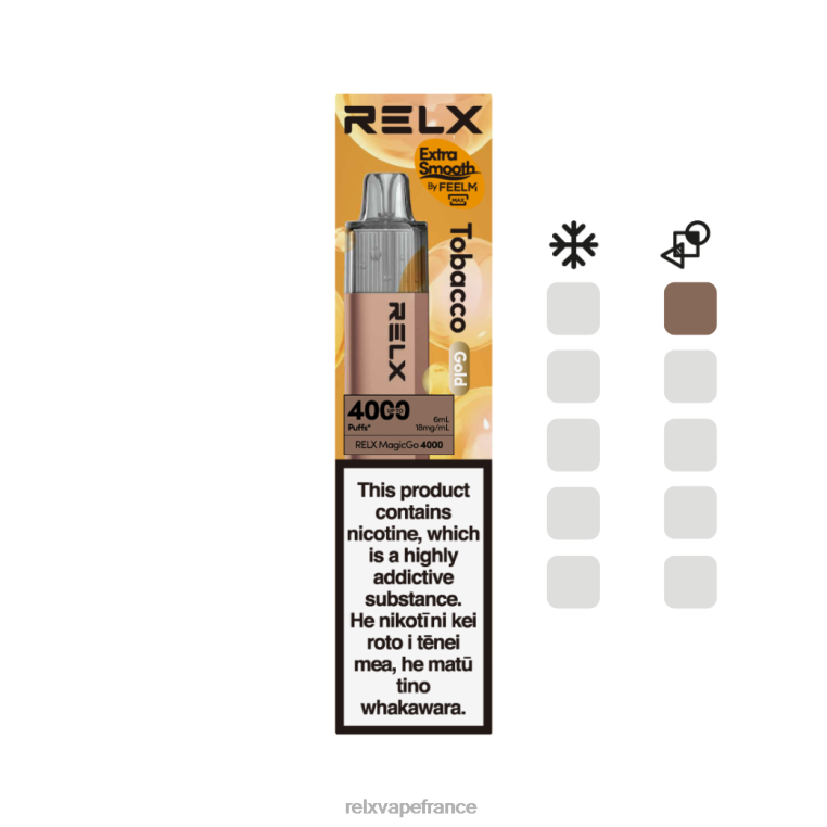 RELX Prix | tabac (or) RELX MagicGo 4000 vapes jetables T0H642